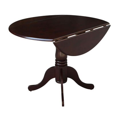 International Concepts - 42in Round Dual Drop Leaf Ped Table in Rich Mocha Finish - T15-42DP veiw 4