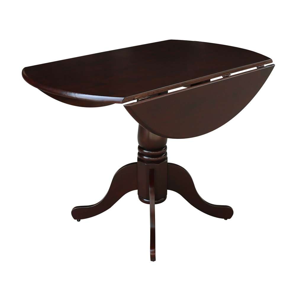 International Concepts - 42in Round Dual Drop Leaf Ped Table in Rich Mocha Finish - T15-42DP veiw 5