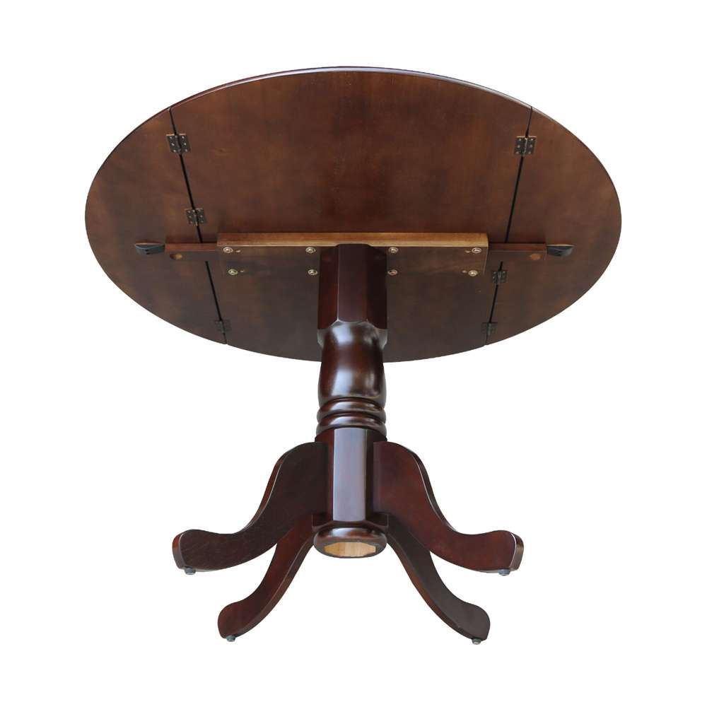 International Concepts - 42in Round Dual Drop Leaf Ped Table in Rich Mocha Finish - T15-42DP veiw 8