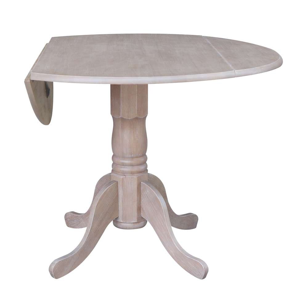 International Concepts - 42in Round Dual Drop Leaf Ped Table in Washed Gray Taupe Finish - T09-42DP veiw 3