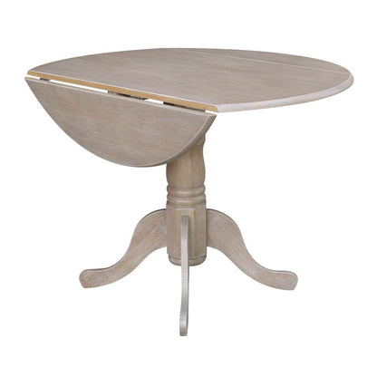 International Concepts - 42in Round Dual Drop Leaf Ped Table in Washed Gray Taupe Finish - T09-42DP veiw 4