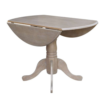 International Concepts - 42in Round Dual Drop Leaf Ped Table in Washed Gray Taupe Finish - T09-42DP veiw 5