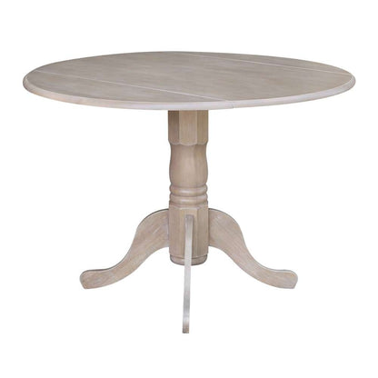 International Concepts - 42in Round Dual Drop Leaf Ped Table in Washed Gray Taupe Finish - T09-42DP veiw 6