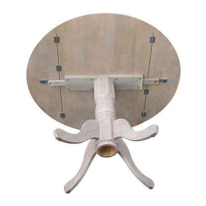 International Concepts - 42in Round Dual Drop Leaf Ped Table in Washed Gray Taupe Finish - T09-42DP veiw 7