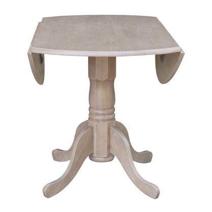 International Concepts - 42in Round Dual Drop Leaf Ped Table in Washed Gray Taupe Finish - T09-42DP veiw 8