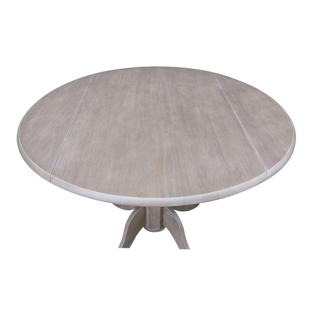 International Concepts - 42in Round Dual Drop Leaf Ped Table in Washed Gray Taupe Finish - T09-42DP veiw 9