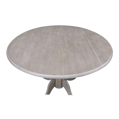 International Concepts - 42in Round Dual Drop Leaf Ped Table in Washed Gray Taupe Finish - T09-42DP veiw 9