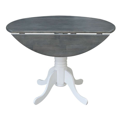 International Concepts - 42in Round Dual Drop Leaf Ped Table in White/Heather Gray Finish - T05-42DP veiw 3