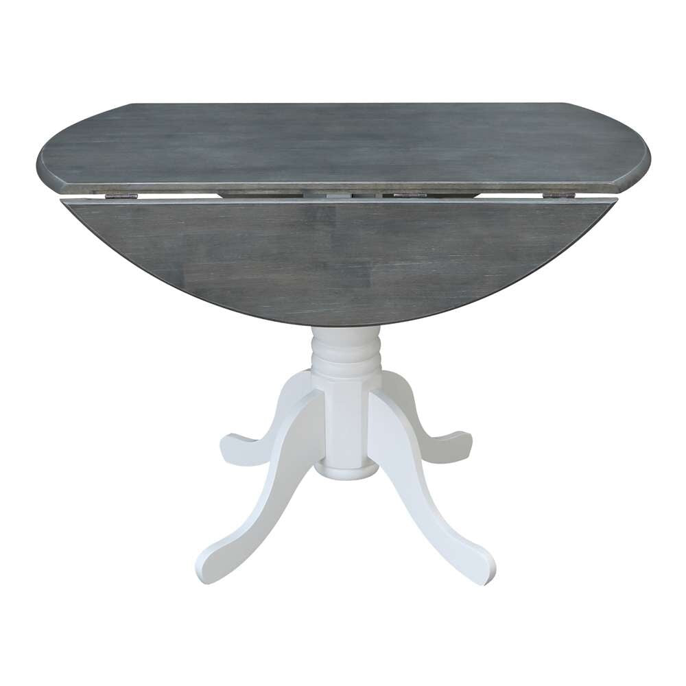 International Concepts - 42in Round Dual Drop Leaf Ped Table in White/Heather Gray Finish - T05-42DP veiw 4