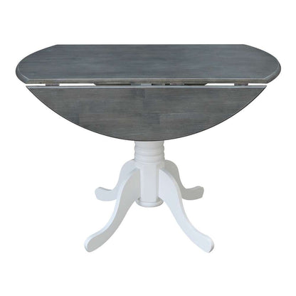 International Concepts - 42in Round Dual Drop Leaf Ped Table in White/Heather Gray Finish - T05-42DP veiw 4