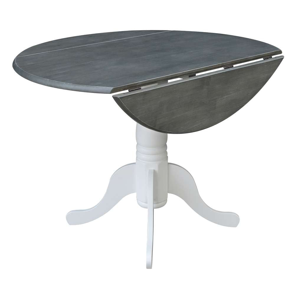 International Concepts - 42in Round Dual Drop Leaf Ped Table in White/Heather Gray Finish - T05-42DP veiw 7
