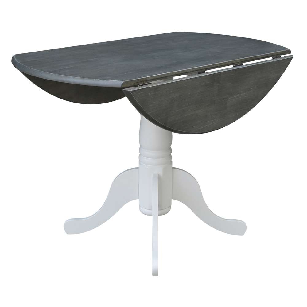 International Concepts - 42in Round Dual Drop Leaf Ped Table in White/Heather Gray Finish - T05-42DP veiw 8