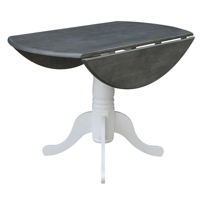 International Concepts - 42in Round Dual Drop Leaf Ped Table in White/Heather Gray Finish - T05-42DP veiw 8