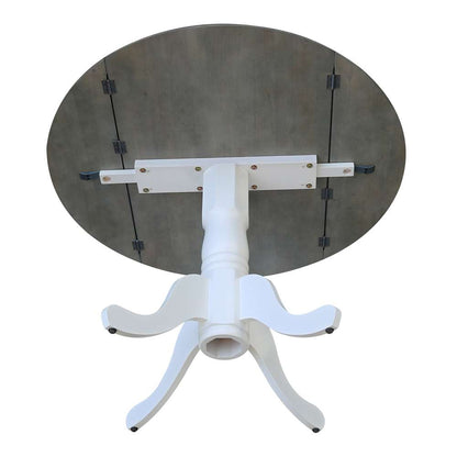 International Concepts - 42in Round Dual Drop Leaf Ped Table in White/Heather Gray Finish - T05-42DP veiw 10