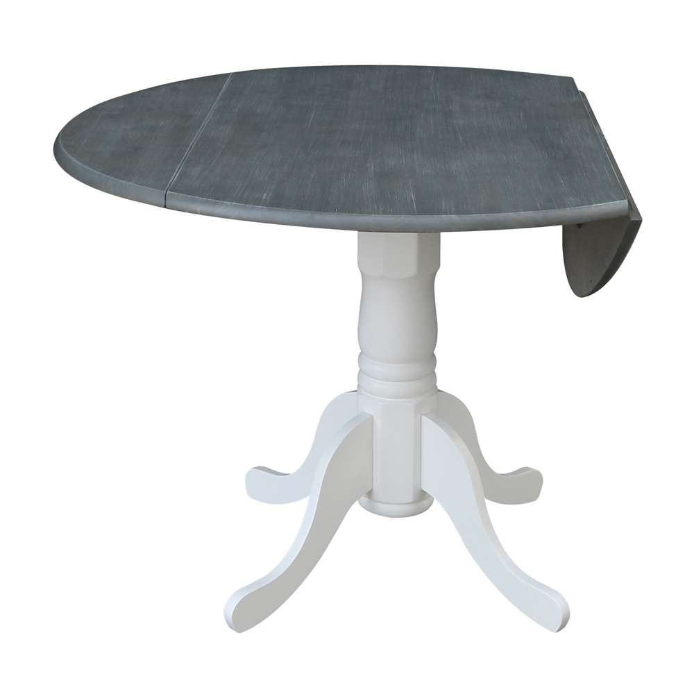 International Concepts - 42in Round Dual Drop Leaf Ped Table in White/Heather Gray Finish - T05-42DP veiw 11