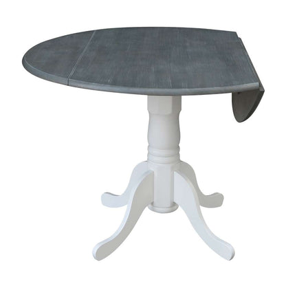 International Concepts - 42in Round Dual Drop Leaf Ped Table in White/Heather Gray Finish - T05-42DP veiw 11