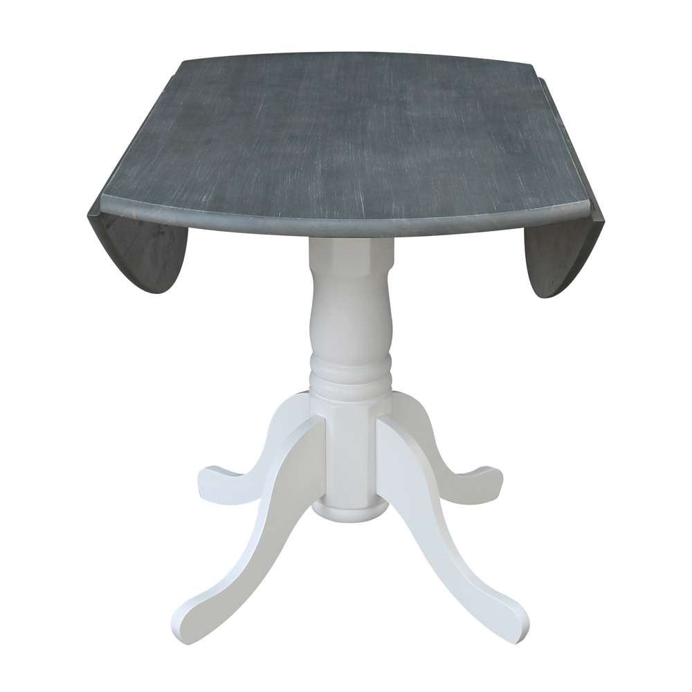 International Concepts - 42in Round Dual Drop Leaf Ped Table in White/Heather Gray Finish - T05-42DP veiw 12