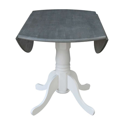 International Concepts - 42in Round Dual Drop Leaf Ped Table in White/Heather Gray Finish - T05-42DP veiw 12