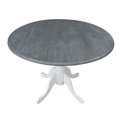 International Concepts - 42in Round Dual Drop Leaf Ped Table in White/Heather Gray Finish - T05-42DP veiw 13