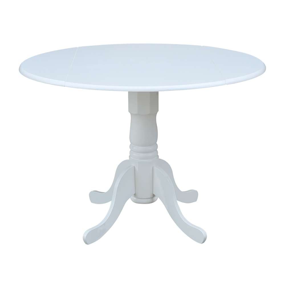 International Concepts - 42in Round Dual Drop Leaf Ped Table in White Finish - T08-42DP veiw 1