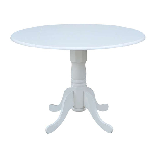 International Concepts - 42in Round Dual Drop Leaf Ped Table in White Finish - T08-42DP veiw 1