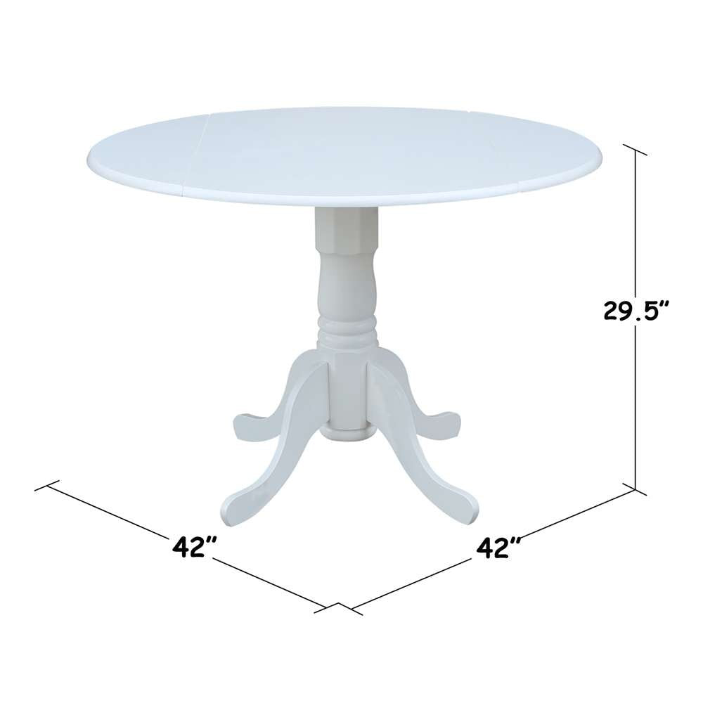 International Concepts - 42in Round Dual Drop Leaf Ped Table in White Finish - T08-42DP veiw 2