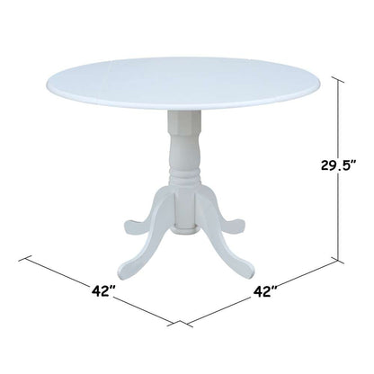 International Concepts - 42in Round Dual Drop Leaf Ped Table in White Finish - T08-42DP veiw 2