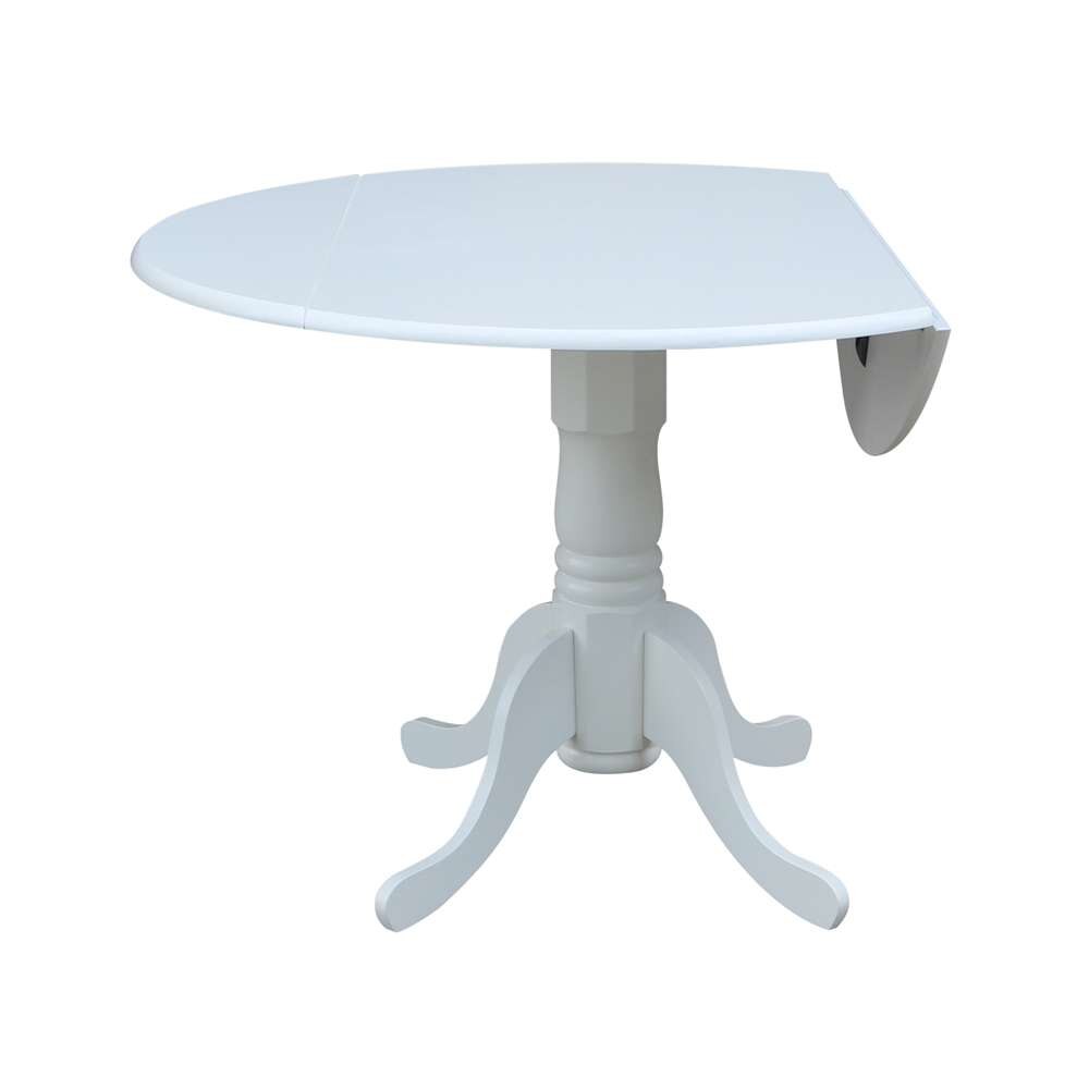 International Concepts - 42in Round Dual Drop Leaf Ped Table in White Finish - T08-42DP veiw 3