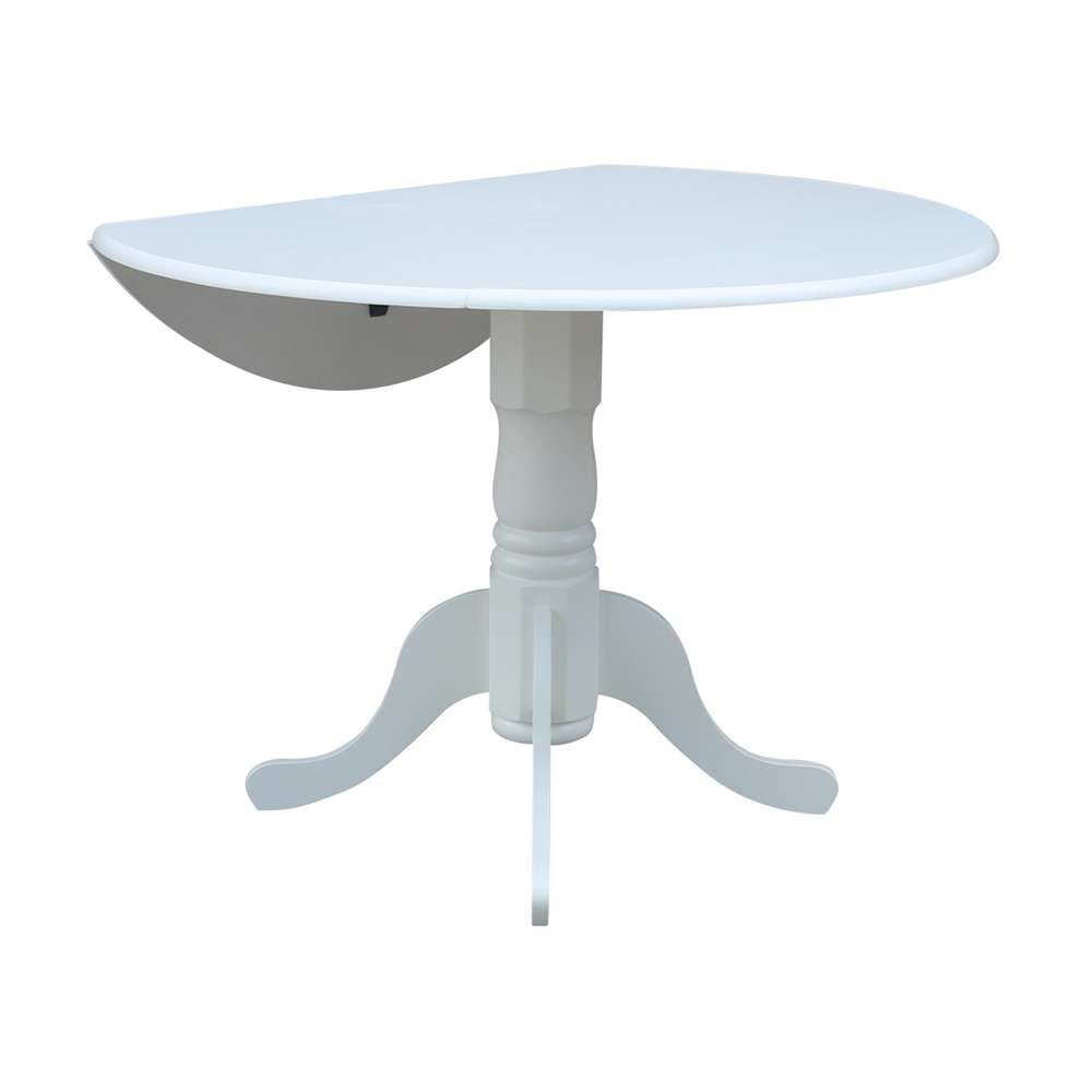 International Concepts - 42in Round Dual Drop Leaf Ped Table in White Finish - T08-42DP veiw 4