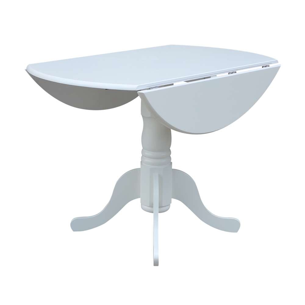 International Concepts - 42in Round Dual Drop Leaf Ped Table in White Finish - T08-42DP veiw 5