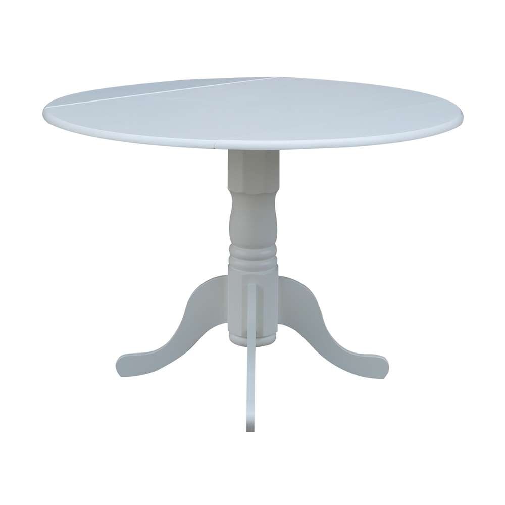 International Concepts - 42in Round Dual Drop Leaf Ped Table in White Finish - T08-42DP veiw 6