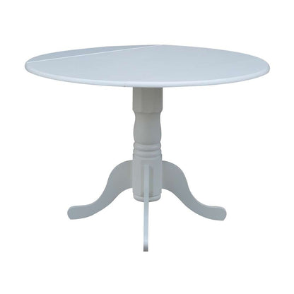 International Concepts - 42in Round Dual Drop Leaf Ped Table in White Finish - T08-42DP veiw 6