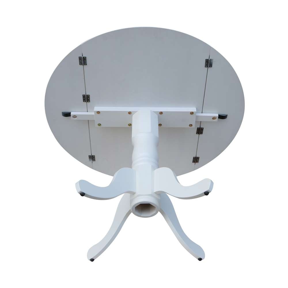 International Concepts - 42in Round Dual Drop Leaf Ped Table in White Finish - T08-42DP veiw 7