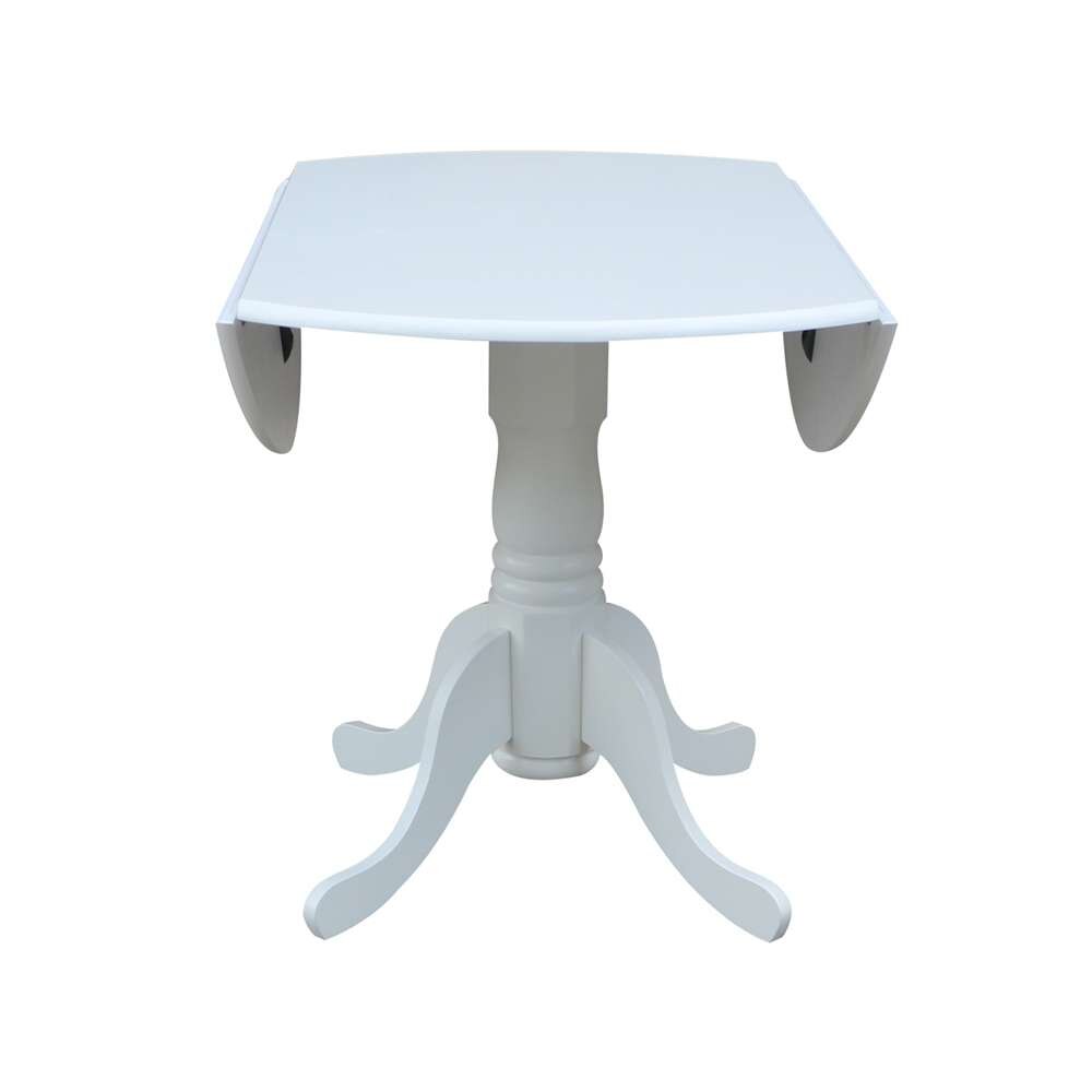 International Concepts - 42in Round Dual Drop Leaf Ped Table in White Finish - T08-42DP veiw 8