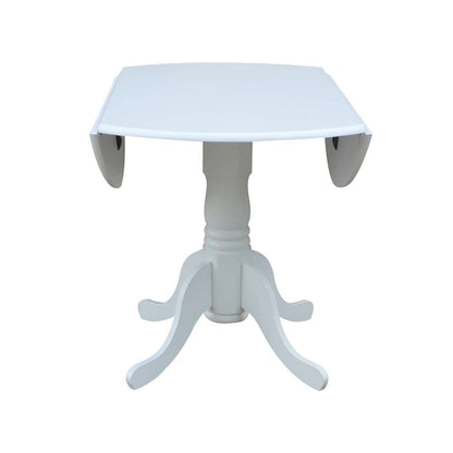 International Concepts - 42in Round Dual Drop Leaf Ped Table in White Finish - T08-42DP veiw 8