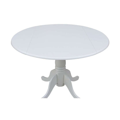International Concepts - 42in Round Dual Drop Leaf Ped Table in White Finish - T08-42DP veiw 9
