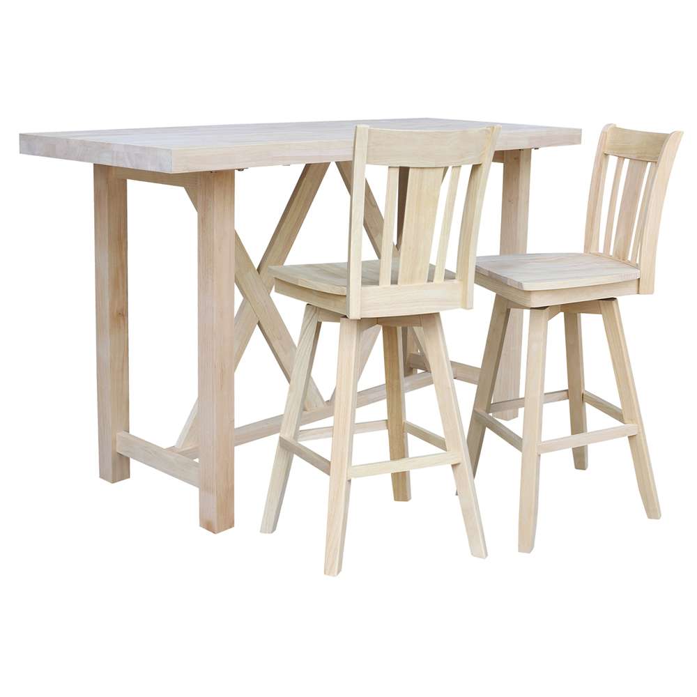 International Concepts - Bar Height Table with 2 Bar Height Stools - 30inSH - K-7228-42-S103SW-2 veiw 1