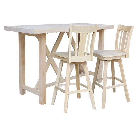International Concepts - Bar Height Table with 2 Bar Height Stools - 30inSH - K-7228-42-S103SW-2 veiw 1