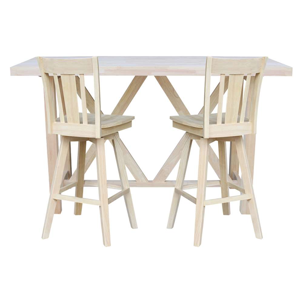 International Concepts - Bar Height Table with 2 Bar Height Stools - 30inSH - K-7228-42-S103SW-2 veiw 2