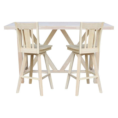 International Concepts - Bar Height Table with 2 Bar Height Stools - 30inSH - K-7228-42-S103SW-2 veiw 2