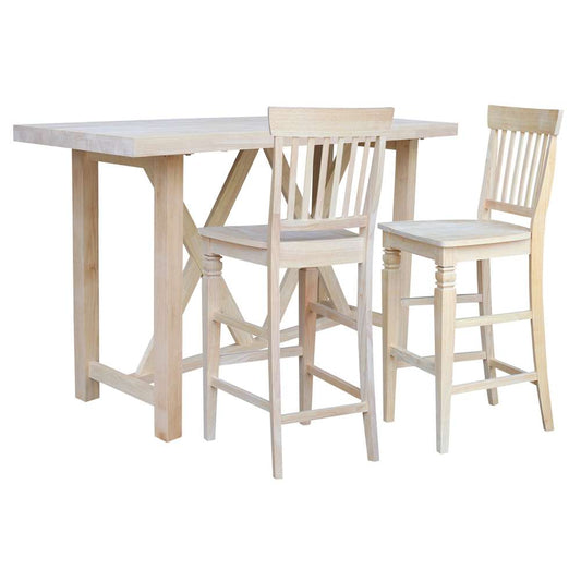 International Concepts - Bar Height Table with 2 Bar Height Stools - 30inSH - K-7228-42-S113-2 veiw 1