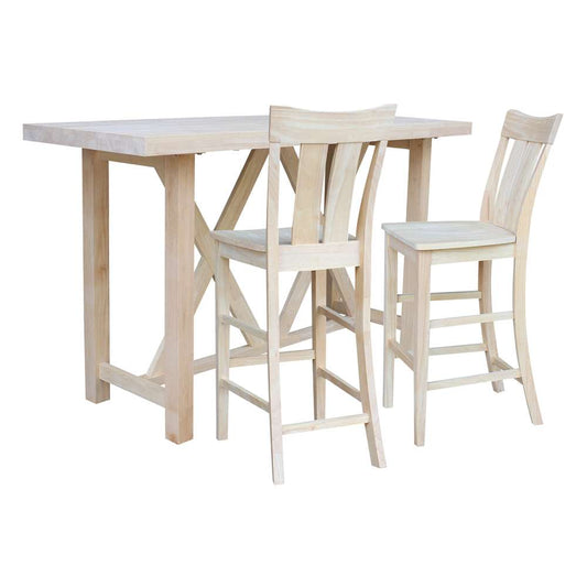 International Concepts - Bar Height Table with 2 Bar Height Stools - 30inSH - K-7228-42-S133-2 veiw 1