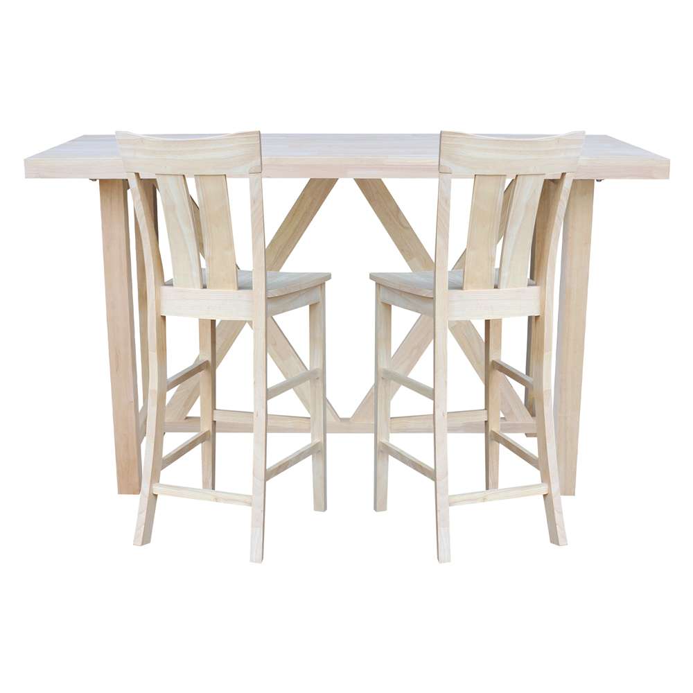 International Concepts - Bar Height Table with 2 Bar Height Stools - 30inSH - K-7228-42-S133-2 veiw 2