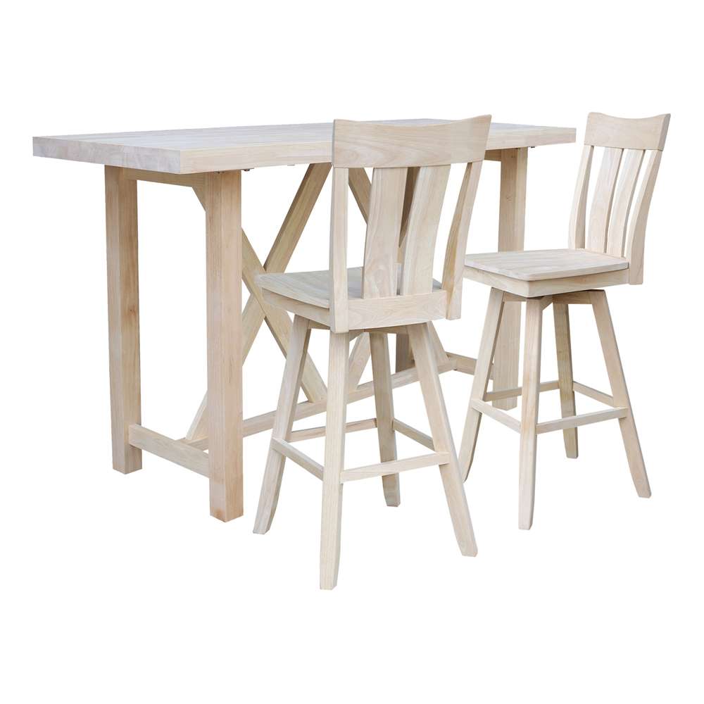International Concepts - Bar Height Table with 2 Bar Height Stools - 30inSH - K-7228-42-S133SW-2 veiw 1