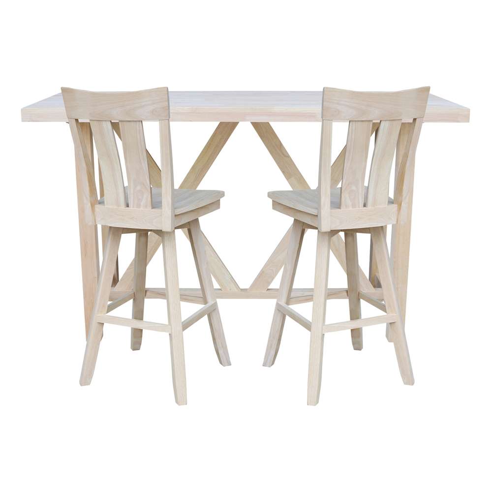 International Concepts - Bar Height Table with 2 Bar Height Stools - 30inSH - K-7228-42-S133SW-2 veiw 2