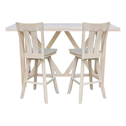 International Concepts - Bar Height Table with 2 Bar Height Stools - 30inSH - K-7228-42-S133SW-2 veiw 2