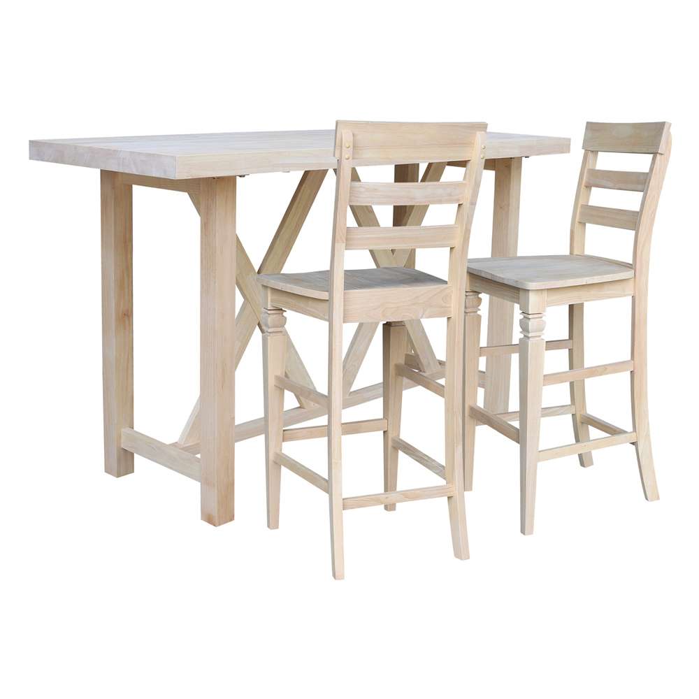 International Concepts - Bar Height Table with 2 Bar Height Stools - 30inSH - K-7228-42-S193-2 veiw 1