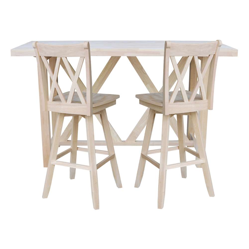 International Concepts - Bar Height Table with 2 Bar Height Stools - 30inSH - K-7228-42-S203SW-2 veiw 2