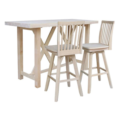 International Concepts - Bar Height Table with 2 Bar Height Stools - 30inSH - K-7228-42-S263SW-2 veiw 1