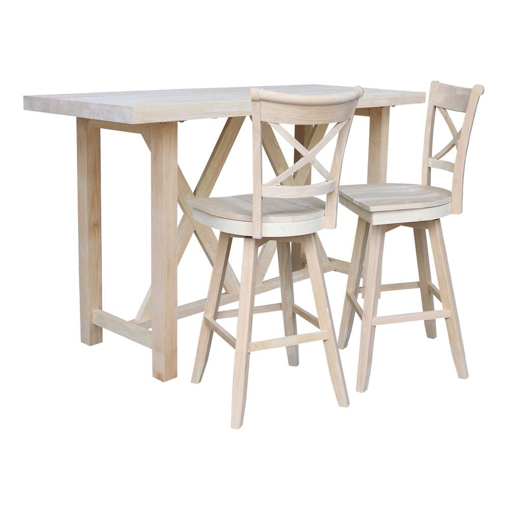 International Concepts - Bar Height Table with 2 Bar Height Stools - 30inSH - K-7228-42-S313SW-2 veiw 1
